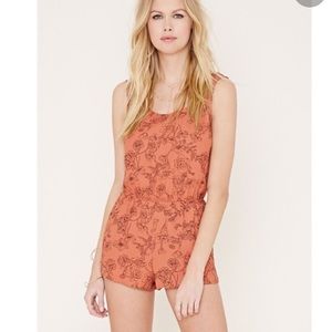 Rust Orange Floral Romper